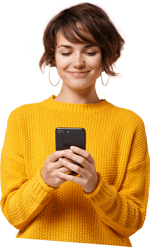 woman holding phone