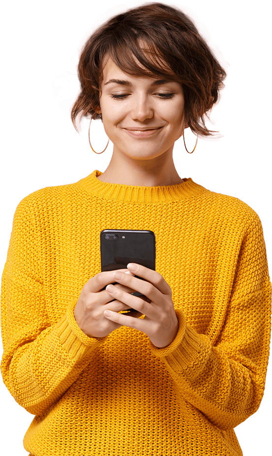 woman holding phone